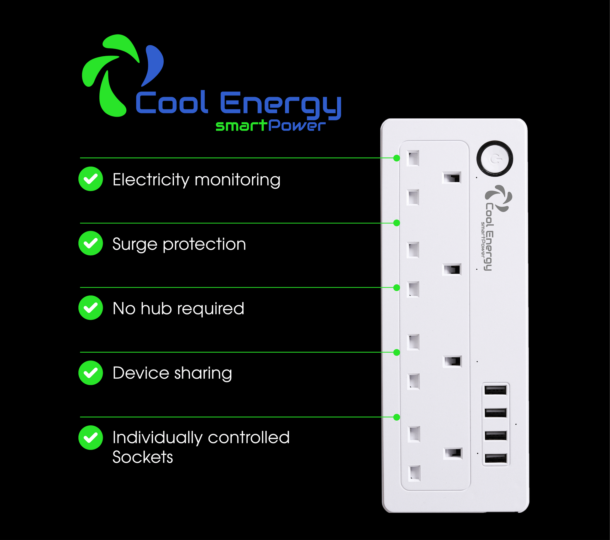 Cool Energy Smart 4 Plug Extension Lead