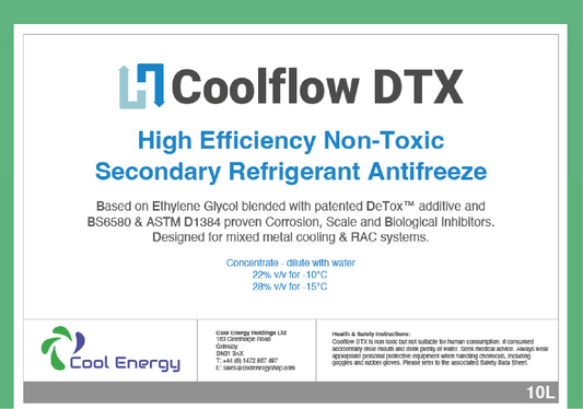 Coolflow 10L DTX Inhibited Glycol Antifreeze and Heat Transfer Fluid