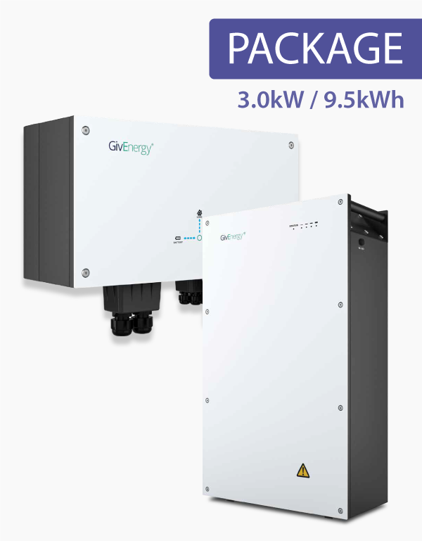 Inversor acoplado de CA GivEnergy de 3,0 kW con paquete de batería de 9,5 kWh (9,5 kWh)