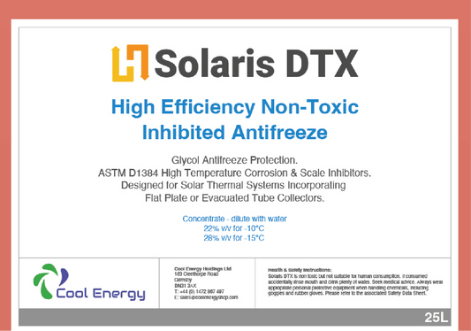 Fluido de transferencia térmica solar con glicol inhibido Solaris 25L DTX