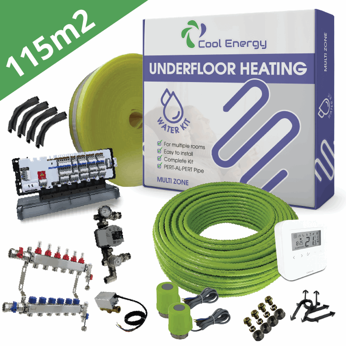 Water Underfloor Heating Kit - Multi Zone - 30m2 to 120m2 Area - Cool Energy Shop