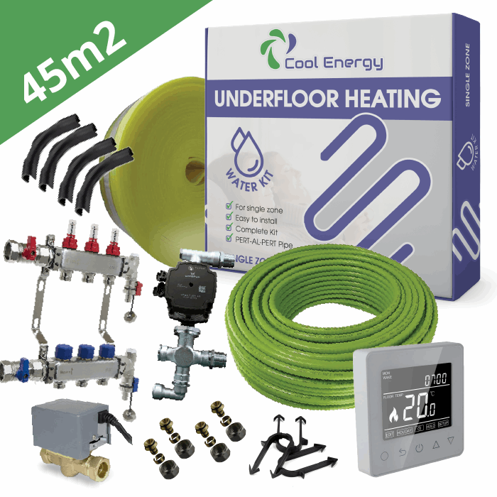 Water Underfloor Heating Kit - Single Zone - 15m2 to 120m2 Area - Cool Energy Shop