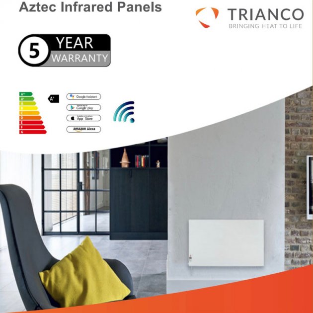 Trianco Aztec Infrared Ceramic Heating Panel 600mm H x 600mm 500w - Infrared Heating Panel - Trianco